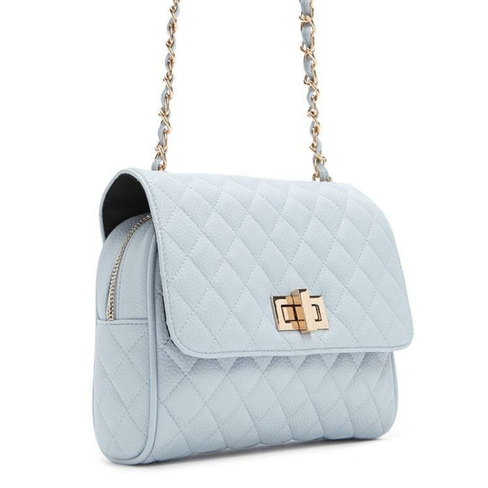 Light blue faux crossbody purse